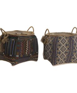 Cestino DKD Home Decor Fibra naturale 41 x 41 x 40 cm Boho (2 Unità)