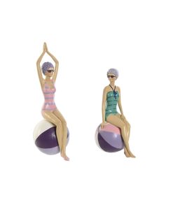 Statua Decorativa Home ESPRIT Turchese Lilla Mediterraneo 12,5 x 9 x 26,5 cm (2 Unità)