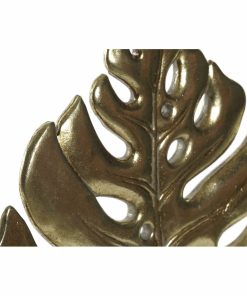 Statua Decorativa DKD Home Decor Nero Dorato Tropicale Foglia della pianta 25,5 x 6 x 34 cm
