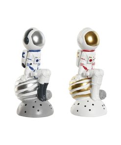 Statua Decorativa Home ESPRIT Azzurro Bianco Rosso Argentato Donna Astronauta 11 x 7 x 24 cm (2 Unità)