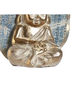 Statua Decorativa DKD Home Decor 12,4 x 5,6 x 17,7 cm Azzurro Buddha Turchese Orientale Decapaggio (2 Unità)