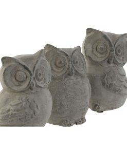 Statua Decorativa Home ESPRIT Grigio Gufo Finitura invecchiata 10 x 9 x 14 cm (3 Unità)