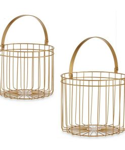 Cestino Dorato Metallo 25 x 35 x 25 cm Cilindrica (2 pcs)