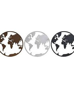 Statua Decorativa DKD Home Decor Mappamondo Nero Rame Bianco 40 x 1 x 40 cm (3 Pezzi)