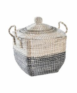 Cesta Decorativa DKD Home Decor Grigio Naturale Erba di mare Boho 45 x 35 x 43 cm