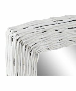 Specchio da parete DKD Home Decor Bianco Cottage Intrecciato 53,5 x 4 x 62,5 cm