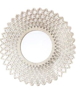 Specchio da parete DKD Home Decor Cristallo Bianco Legno MDF Decapaggio (90 x 2,5 x 90 cm)