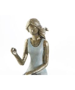 Statua Decorativa DKD Home Decor Azzurro Dorato Donna 13 x 8,5 x 17,5 cm