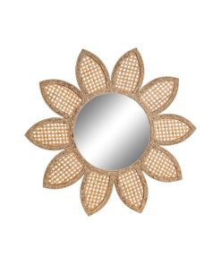 Specchio da parete DKD Home Decor Marrone Naturale Sole Tropicale 60 x 2 x 60 cm