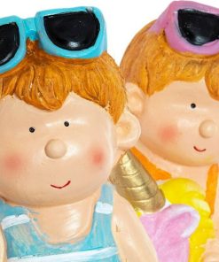 Statua Decorativa DKD Home Decor Azzurro Rosa Bambini Unicorno Mediterraneo 23 x 19 x 40 cm (2 Unità)