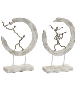 Statua Decorativa DKD Home Decor 32,5 x 10 x 47 cm Argentato Bianco Ballerina Classica Moderno Decapaggio (2 Unità)