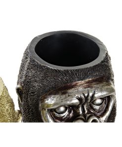 Statua Decorativa DKD Home Decor 20 x 24,5 x 18,5 cm Argentato Dorato Coloniale Gorilla (2 Unità)