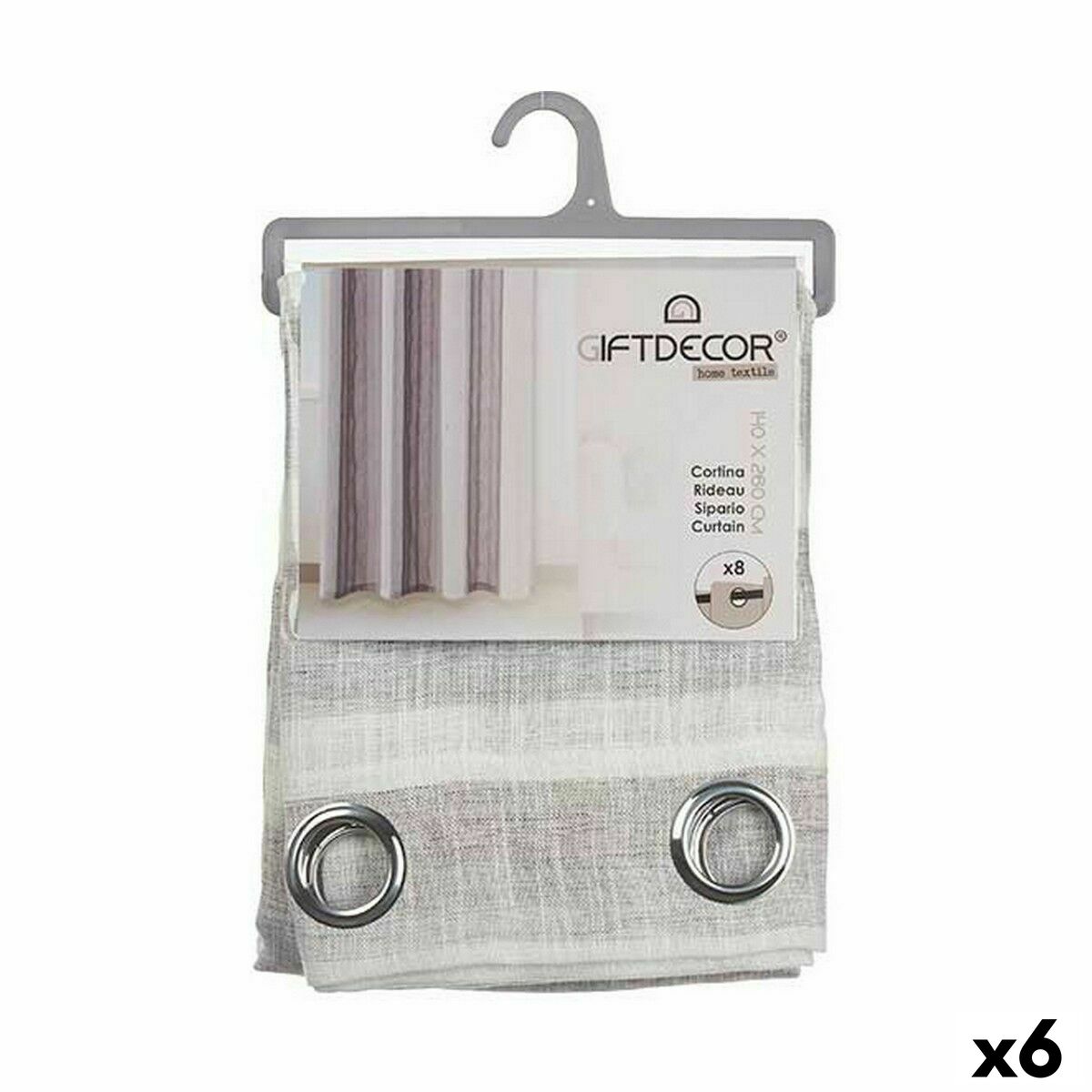 Tenda Gift Decor Grigio chiaro 34 x 4 x 26 cm 140 x 0,1 x 260 cm Righe (6 Unità)