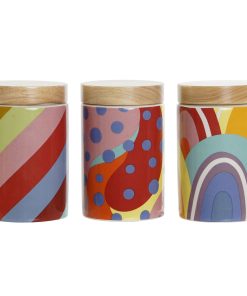 Barattolo DKD Home Decor Multicolore Naturale Bambù Dolomite 1 L 10 x 10 x 16 cm (3 Unità)