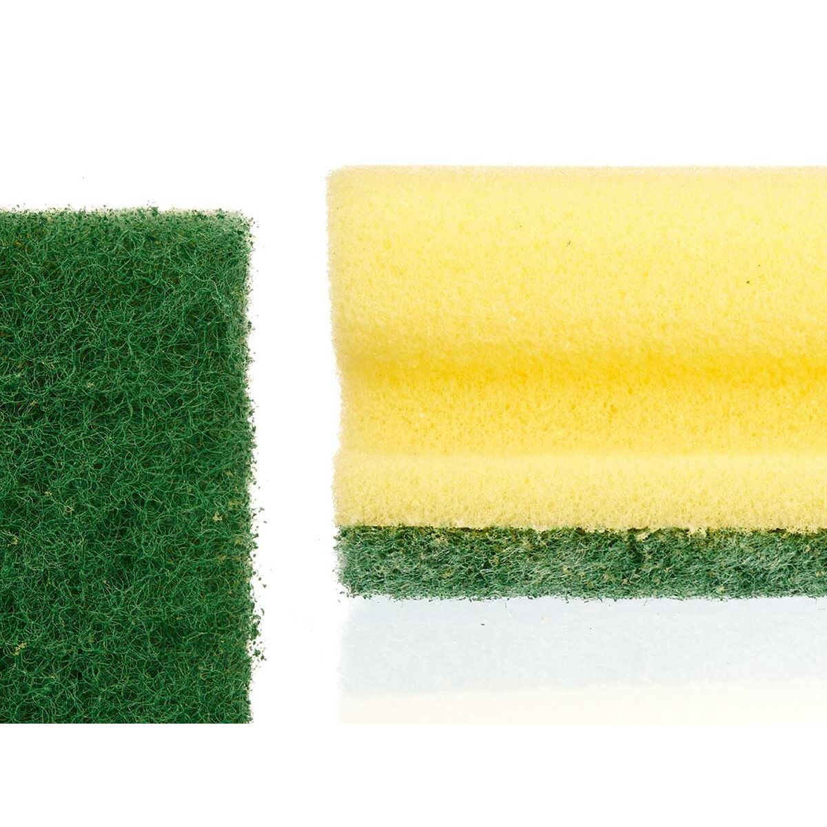 Set di spugne Giallo Verde Poliuretano Fibra abrasiva 4 Pezzi (11 Unità)
