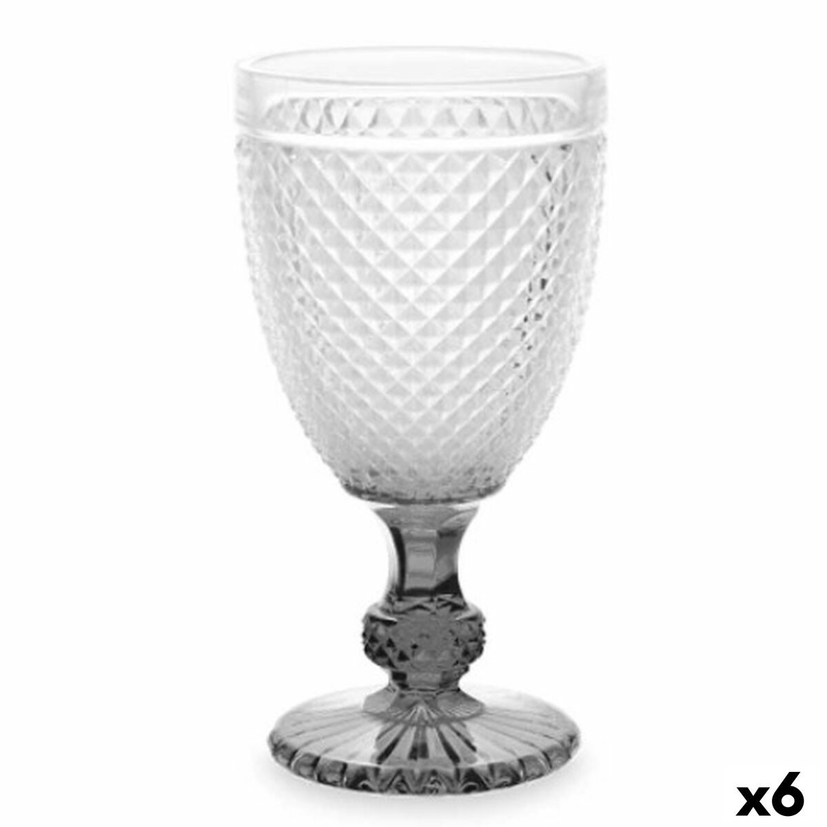 Calice Vivalto Trasparente Antracite Vetro 256 ml Diamante (6 Unità)