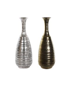 Vaso DKD Home Decor 24 x 24 x 67 cm Finitura invecchiata Argentato Dorato Alluminio Moderno (2 Unità)
