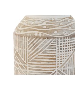 Vaso Home ESPRIT Bianco Naturale Legno di mango Coloniale 15 x 15 x 38 cm