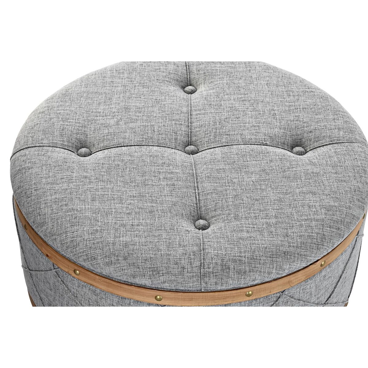 Panca DKD Home Decor Naturale Legno Poliestere Grigio chiaro (80 x 80 x 43 cm) - Image 4