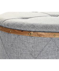 Panca DKD Home Decor   Naturale Legno Poliestere Grigio chiaro (80 x 80 x 43 cm)