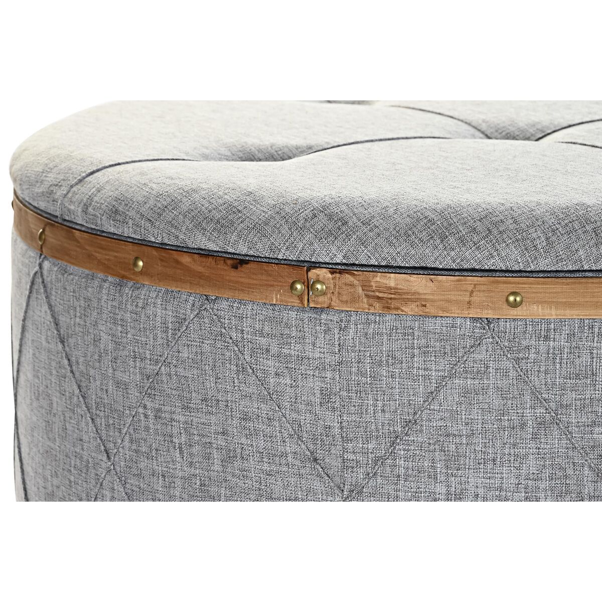 Panca DKD Home Decor Naturale Legno Poliestere Grigio chiaro (80 x 80 x 43 cm)