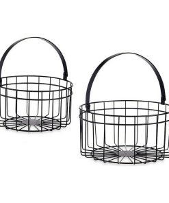 Cestino Nero Metallo 25 x 27 x 25 cm (2 pcs)