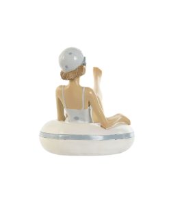 Statua Decorativa Home ESPRIT Bianco Blu cielo Mediterraneo 17,5 x 10 x 10,5 cm (2 Unità)
