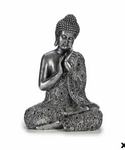 Statua Decorativa Gift Decor Argentato Argento Buddha Seduto 22 x 33 x 18 cm (4 Unità)