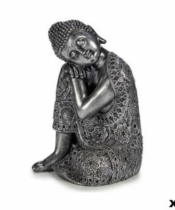Statua Decorativa Gift Decor Argentato Argento Buddha Seduto 20 x 30 x 20 cm (4 Unità)