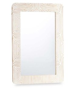 Specchio da parete Gift Decor Bianco Marrone 90 x 60 x 2 cm Rettangolare