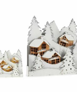 Statua Decorativa Krist+ Bianco Marrone Paese 44 x 48 x 7,5 cm Luce (4 Unità)