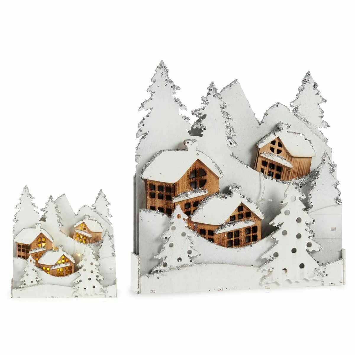 Statua Decorativa Krist+ Bianco Marrone Paese 44 x 48 x 7,5 cm Luce (4 Unità)