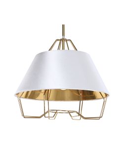 Lampadario DKD Home Decor Bianco Dorato PVC Metallo 50 W 38 x 38 x 32 cm