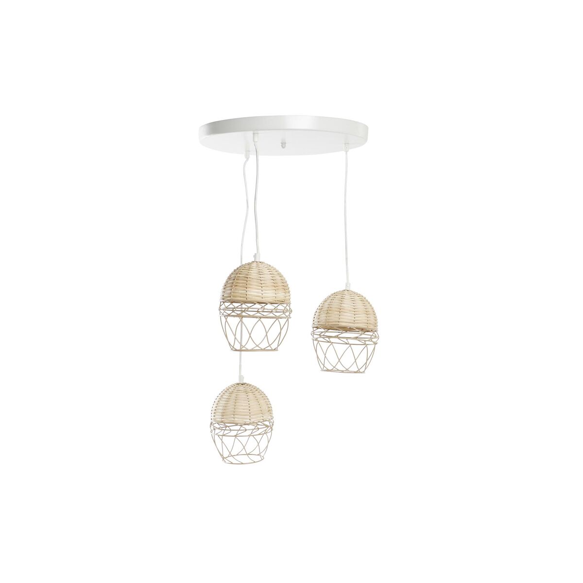 Lampadario DKD Home Decor Bianco Marrone Chiaro 220 V 50 W (38 x 38 x 75 cm) - Image 3