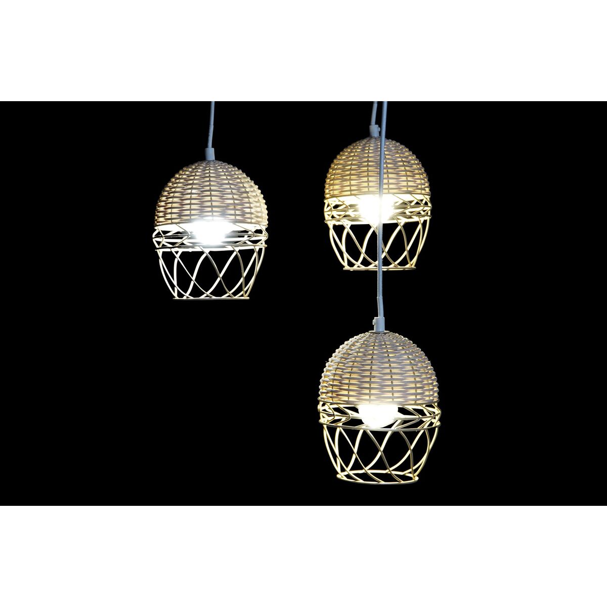 Lampadario DKD Home Decor Bianco Marrone Chiaro 220 V 50 W (38 x 38 x 75 cm) - Image 2