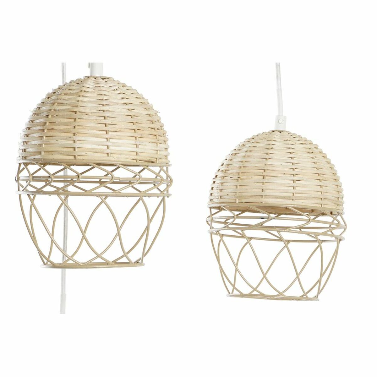 Lampadario DKD Home Decor Bianco Marrone Chiaro 220 V 50 W (38 x 38 x 75 cm) - Image 4