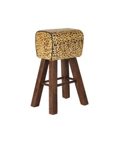 Sgabello DKD Home Decor Nero Legno Marrone Pelle (43 x 35 x 75 cm)