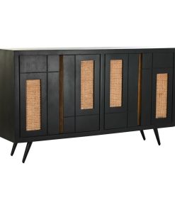 Credenza DKD Home Decor Nero Rattan Legno di mango (160 x 40 x 90 cm)