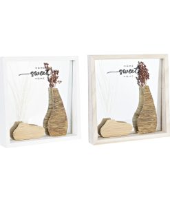 Specchio da parete DKD Home Decor Bianco Naturale Cottage 25 x 4 x 25 cm (2 Unità)