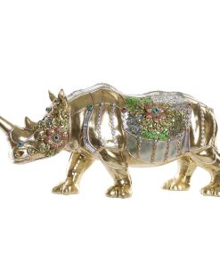 Statua Decorativa DKD Home Decor Dorato Resina Multicolore Rinoceronte (55 x 17,5 x 25 cm)