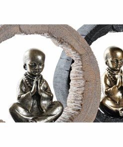 Statua Decorativa DKD Home Decor Nero Dorato Frate Orientale 20,8 x 6,5 x 18,5 cm (2 Unità)