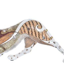 Statua Decorativa DKD Home Decor Bianco Multicolore Arancio Bianco/Arancione Leopardo Coloniale 30 x 40 cm 37 x 10 x 13 cm