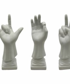 Statua Decorativa DKD Home Decor Bianco Mano 7 x 7 x 25 cm (3 Unità)