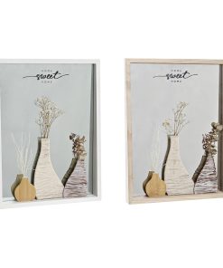 Specchio da parete DKD Home Decor Bianco Naturale Cottage 30 x 4 x 40 cm (2 Unità) (2 Pezzi)