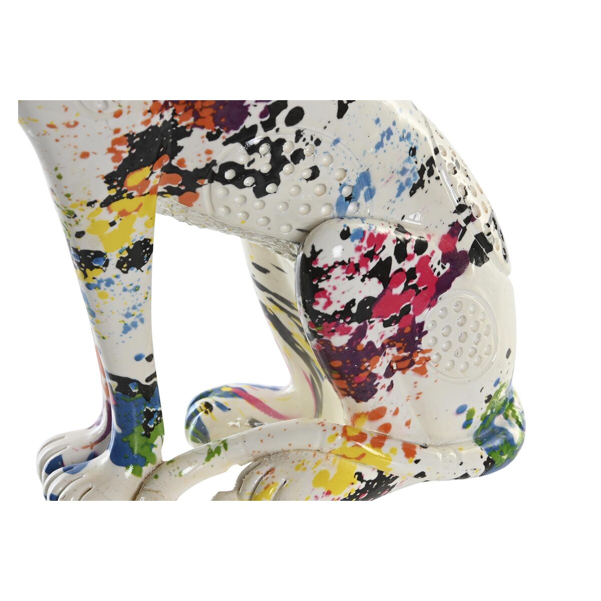 Statua Decorativa DKD Home Decor Bianco Multicolore Leopardo Moderno 16 x 8 x 25 cm