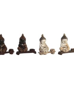 Statua Decorativa DKD Home Decor 22 x 8,2 x 23 cm Rosso Beige Buddha Orientale (4 Pezzi)
