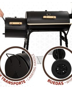 Barbecue a Carboni con Ruote Aktive Acciaio Plastica Metallo smaltato 106 x 106 x 61 cm Nero