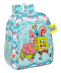 Zaino Scuola Spongebob Stay positive Azzurro Bianco 32 x 38 x 12 cm
