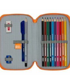 Astuccio Doppio Valencia Basket M854 Azzurro Arancio 12.5 x 19.5 x 4 cm (28 Pezzi)