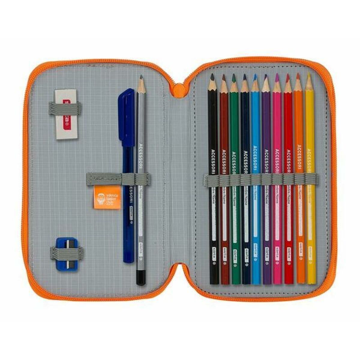Astuccio Doppio Valencia Basket M854 Azzurro Arancio 12.5 x 19.5 x 4 cm (28 Pezzi)